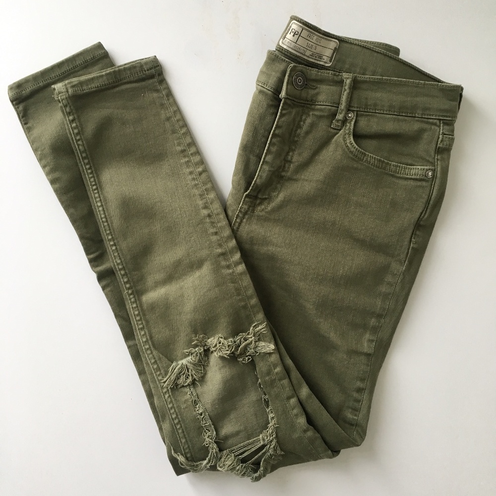 Free People High Rise Busted Knee Denim